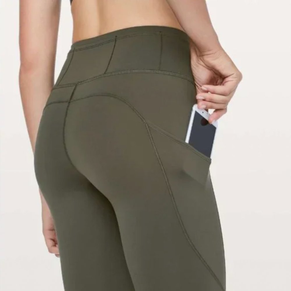 Lululemon Fast & Free Crop II *Nulux 19" Dark Olive 4 - Picture 5 of 16